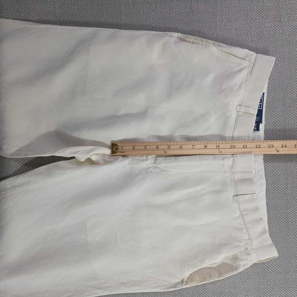 Polo Ralph Lauren Linen Silk Pants Mens 34x30 Off-White Summer Luxury Trousers